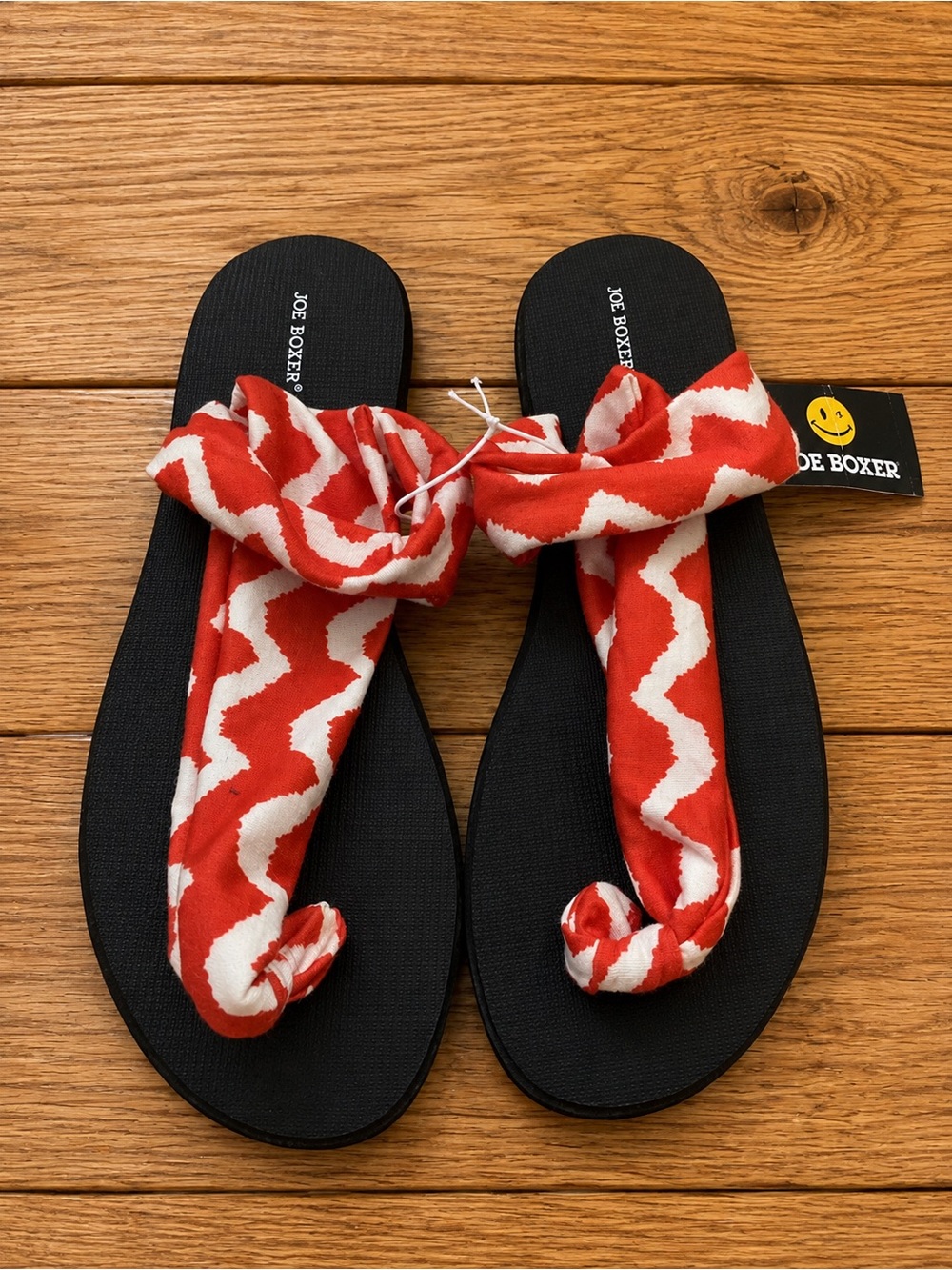 Joe Boxer Red & White Zigzag Wrap Sandals - Women's